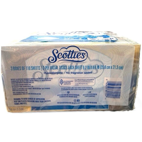 Scotties Facial Tissues Comfort Soft 2-Ply Cube 3-Pack Everyday Tissue New Seal - Picture 2 of 2